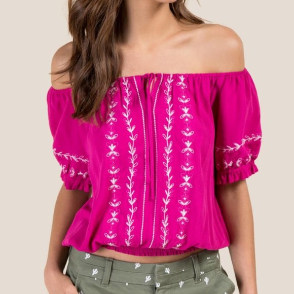 Francesca's Bree Embroidered Peasant Blouse - Picture 1 of 2